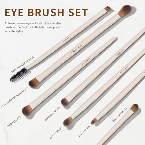 Ceamy Makeup Brush Set 10pc - Dual-Ended Vegan Brushes for Face & Eyes