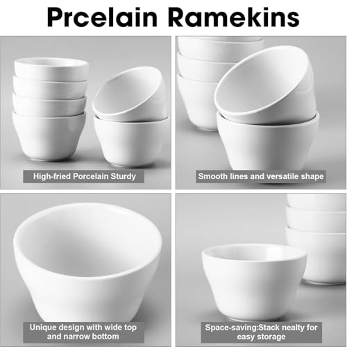 Suclain 8 oz White Porcelain Soup & Dip Bowls Set of 36
