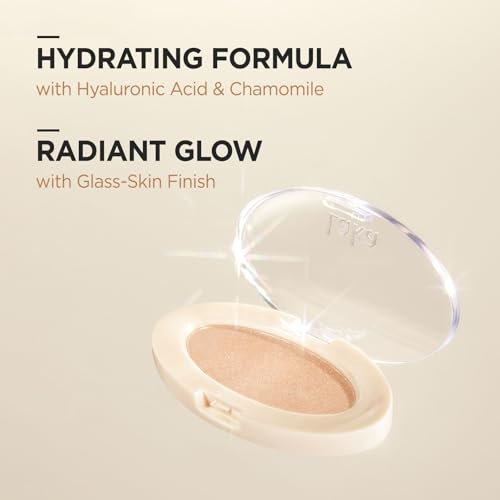 Laka Dream Beam Highlighter, 2.8g/0.09oz, Hydrating Powderwith Hyaluronic Acid & Chamomile for Radiant, Long-Lasting Glow, Glass Skin, K-Beauty (#03 Water Beam)
