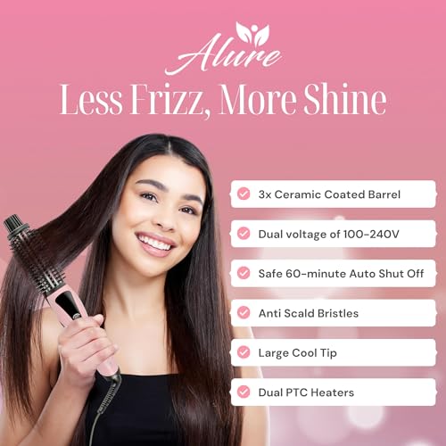 Heated Styling Brush 3-in-1 Ionic Curling Iron & Straightener for All Hair Types