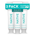 Native Fluoride Free Whitening Toothpaste 4.1oz Pack of 3 - Wild Mint & Peppermint Oil