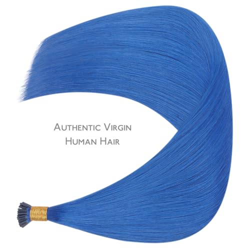 Blue Remy Human Hair Extensions I Tip Fusion 16 Inch 25g Natural Look