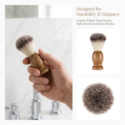 10 Pcs Wooden Handle Shaving Brush for Men - 10.3x3.1cm, Travel-Friendly