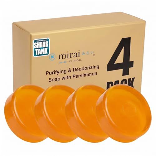 Mirai Persimmon & Green Tea Extract Odor Eliminator Soap 4 Pack for Aging Body Odor