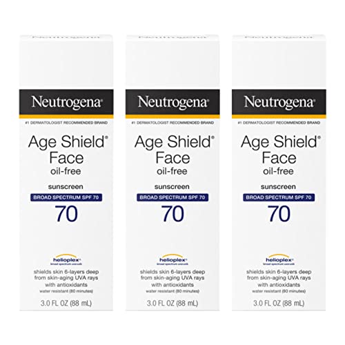 Neutrogena SPF 70 Oil-Free Face Sunscreen Lotion Broad Spectrum UVA/UVB, Pack of 3
