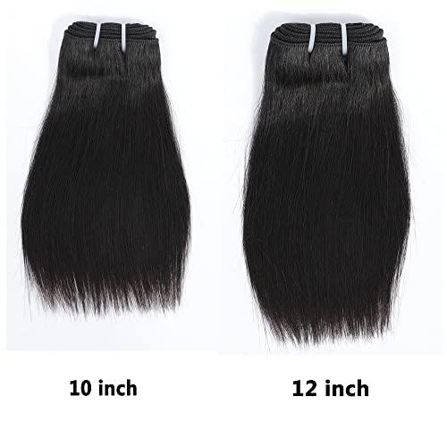 Human Hair Straight Bundles 10 12 Inch Natural Color 4 Pack – Brazilian Virgin Hair