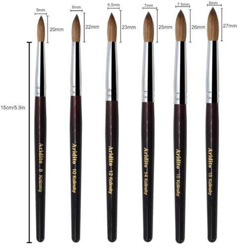 Red Wine Kolinsky Acrylic Nail Brush Size 16 Round Head - Professional Nail Art Tool