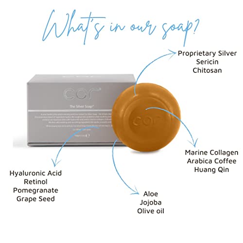 Cor Colloidal Silver Soap Bar, Simple Face Soap for Hydrating and Deep Cleansing, Natural Soap Bar with Colloidal Silver for Gentle Skin Care