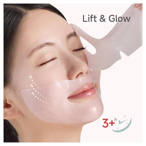 Overnight Collagen Lifting Face Mask 5 Sheets, Korean Face Lifting Deep Hydrogel Mask for Glass Skin, Anti-Aging with PDRN, Hyaluronic Acid for Elasticity, Firmness