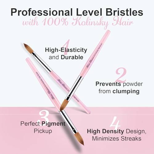 Acrylic Nail Brush Size 20 Pink - Kolinsky Sable Nail Art Tool for Manicure & Extensions