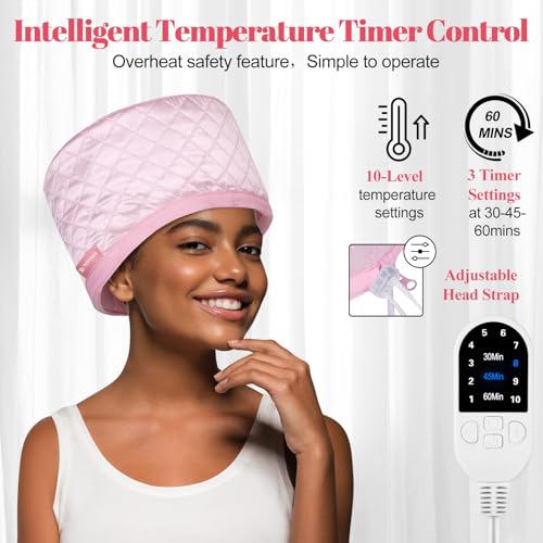 TEPENAR Pink Hair Steamer for Deep Conditioning - 10-Level Fast Heating & Home Use