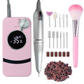 Electric Professional Nail Dril 35000RPM Pink Nail File for Acrylics Gel Nail Polish Remove Cordless Portable Rechargeable Nail Drill Kit for Home Salon Manicure Pedicure