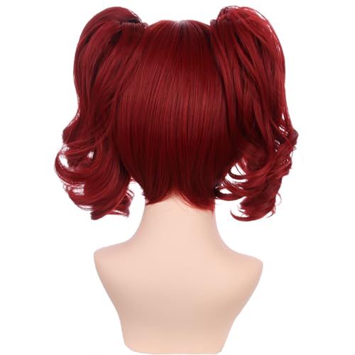 Kids Short Red Wig with Bangs and Detachable Buns - Child Synthetic Wig