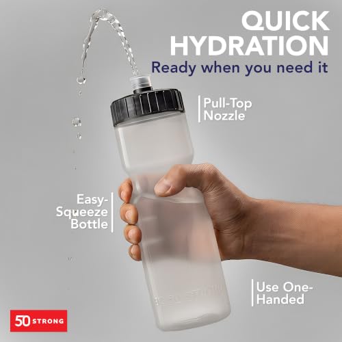 22 oz Water Bottles Bulk Pack - Clear Sports Squeeze 24-Pack
