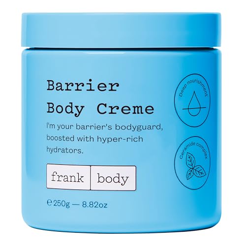 frank body Barrier Body Cream | Deep Hydration for Dry, Itchy, Reactive Skin with Ceramides, Panthenol & Niacinamide | Vegan, Cruelty Free | Peach Scent | 7.77 oz / 230 ml