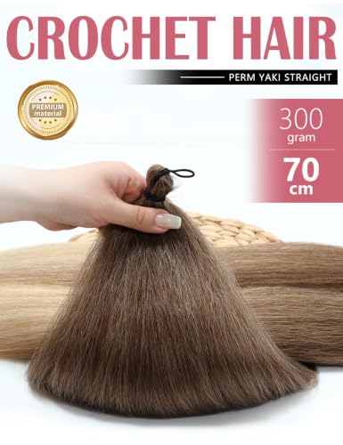 Pre Stretched Ombre Brown Braiding Hair Extensions 28 Inch Yaki Straight Synthetic