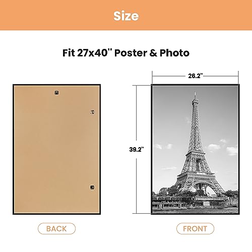 Upsimples 27x40 Poster Frame - Black, Easy Slide-In Assembly, 3 Pack - Variation: Black / 27x40