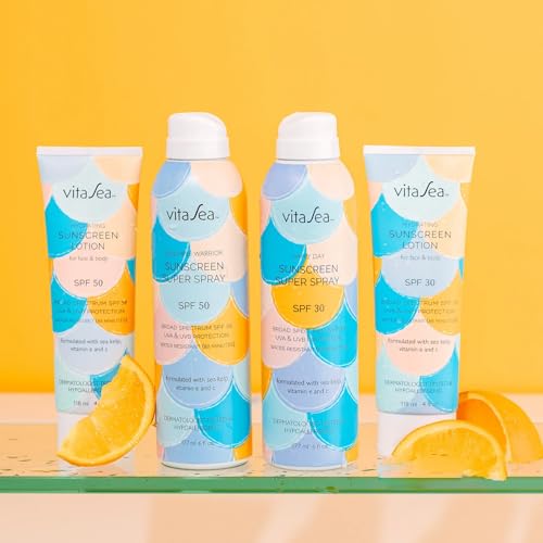 VitaSea Hydrating Sunscreen Lotion for Face and Body, Broad Spectrum Reef Friendly Sunscreen SPF 50 |SPF 30, UVA & UVB Protection, Formulated with Sea Kelp, Vitamin E & C, 4 Fl Oz