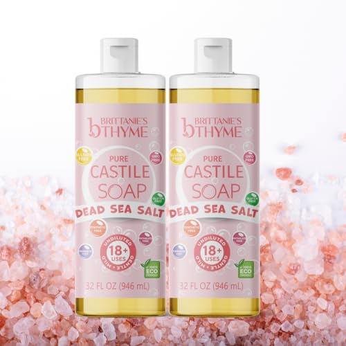 Brittanie’s Pure Castile Liquid Soap Refill with Dead Sea Salt - 32 oz, Pack of 2 - Variation of Dead Sea Salt / 64 Fl Oz