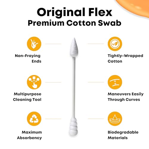 Cotton Swabs Dual Tip Spiral & Fine Point - Flexible Handle 1200 Count