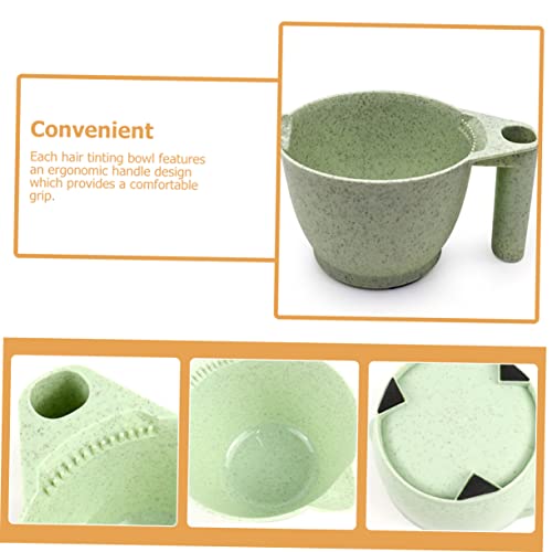 Hair Dye Mixing Bowl Set 4 Pcs, 17x9cm PP Material with Hollow Handle - Green