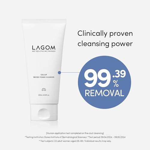 LAGOM Cellup Micro Foam Cleanser, Hydrating Deep Cleansing Face Wash, Korean Makeup Remover, Dense Soft Micro Bubbles, Ultra Fine Dust Removal 4.05 Fl Oz