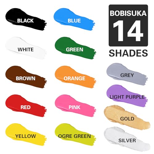BOBISUKA Black Face Body Paint, Water Based Face Painting for Art Theater Halloween Party Cosplay Clown SFX Makeup for Women Adults, Non-Toxic Washable