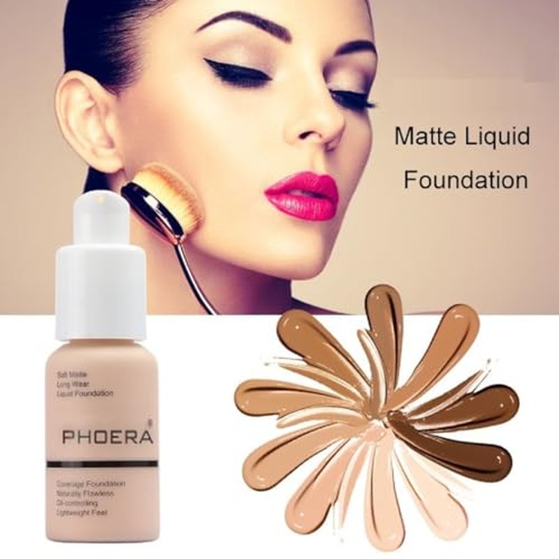 2 Pack PHOERA Foundation 104 Buff Beige Makeup,Full Coverage Foundation for Women and Girls