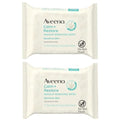 Aveeno Calm + Restore Nourishing Makeup Remover Face Wipes, Fragrance Free Facial Cleansing Towelettes with Oat Extract & Calming Feverfew, Alcohol Free, 100% Plant-Based Cloth, 25 ct - Pack of 2