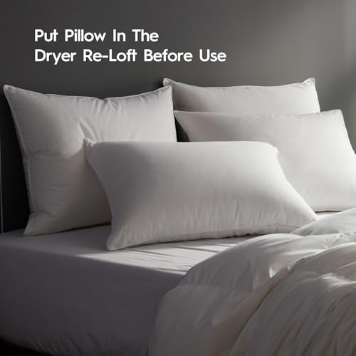 Globon Standard Size Feather Down Pillow – Medium Firm Hotel-Quality Support