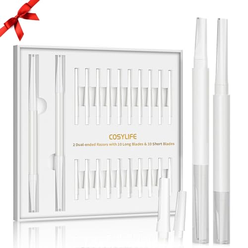Dermaplaning Tool for Face Eyebrow Razor, Includes 2 Dual End Razors and 20 Blade Refills Exfoliating Face Razors for Women Facial Razor for Peach Fuzz and Eyebrow Starter Kit