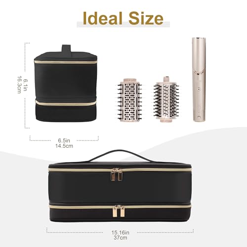Travel Carrying Case for Dyson Shark Flexstyle Revlon Hair Dryer Airwrap, Double-Layer Dyson Airwrap Travel Case Shark Hair Tools Storage Bag for Airwrap Styler and Attachments, Black