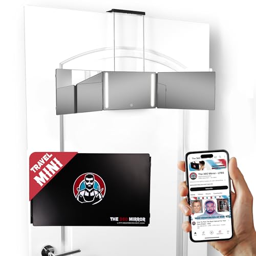 Mini LED Trifold Mirror for Hair Cutting - Black Variation