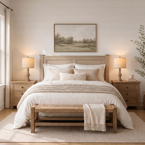 20-Inch Small Traditional Table Lamps Set of 2 - Rustic Brown Bedside Lamps for Bedroom & Living Room