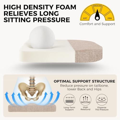 downluxe Oatmeal Beige 6 Pack Indoor Chair Cushions 16x16x2 with Ties & Non-Slip Backing