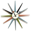 Multicolor Sunburst Wall Clock 18 Inch - Mid Century Modern Home Decor