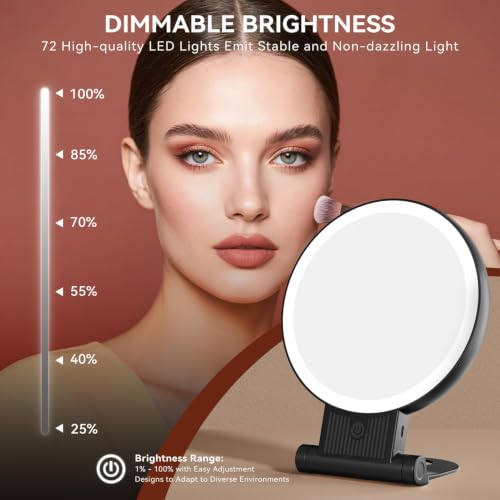 Auxmir Rechargeable 1X/30X Magnifying Makeup Mirror with Light - Black