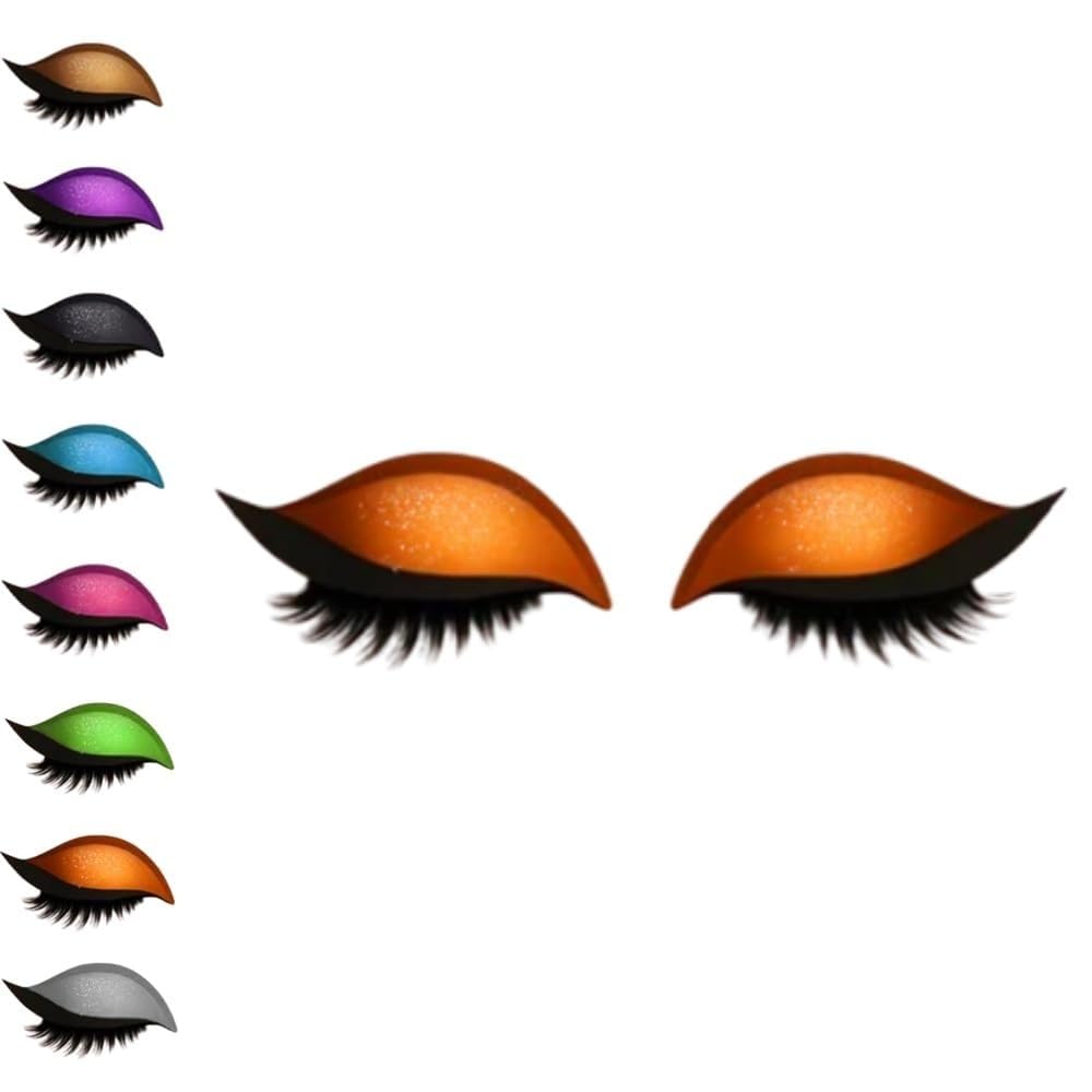 Lazy Eye Shadow Eyelash Patch,2-In-1 Reusable Eye Makeup Stickers,Eyeshadow Eyelashes Makeup Stickers, Colorful Beauty Fashion Eyelid Line Sticker (Orange)
