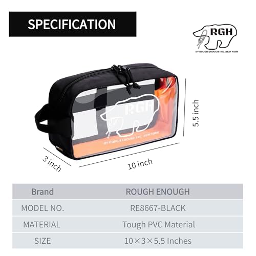 Rough Enough Clear Travel Toiletry Bag for Women Men Leakproof Cosmetic Makeup Organizer for Toiletries Makeup Skincare Essentials
