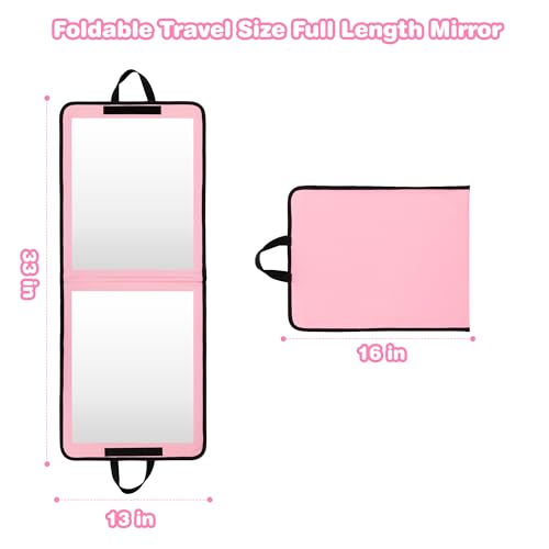 Pink Full Length Portable Dance Mirror - 33x13 Inch Travel & Foldable