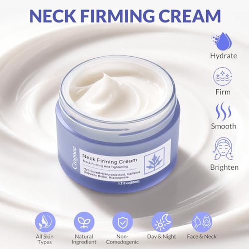 Crogooe Neck Firming Cream - Neck Creams for Tightening and Firming, Tightening and Lifting Wrinkles & Crepey Skin for Neck & D?collet?-1.7 fl.oz