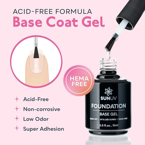 UV LED Nail Lamp with Top & Base Coat Gel Polish Set - 15ml