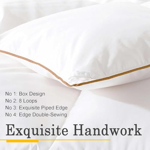 Vexino King Size All Seasons Feather Down Fiber Comforter - White, 100% Cotton Cover