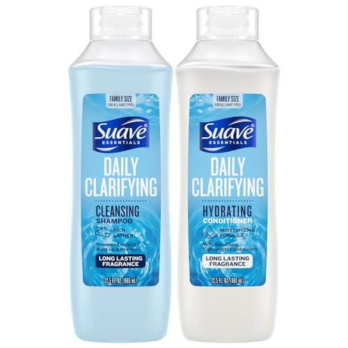 Suave Shampoo & Conditioner Set, Clarifying & Hydrating ? Build Up & Residue Removal Formulas for Beautiful, Shiny Hair, 22.5 Oz Ea (2 Piece Set)