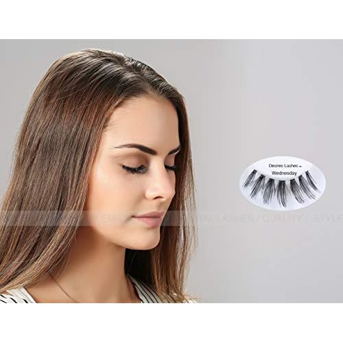 DESIRES LASHES False Eyelash Natural Wispy Fluffy Strip Style Asian Japanese Korean Clear Band Eye Lash 5 Pairs (03 Wednesday)