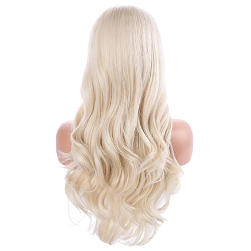 Long Blonde Wavy Curly Wig for Women - Natural Look, Adjustable Fit