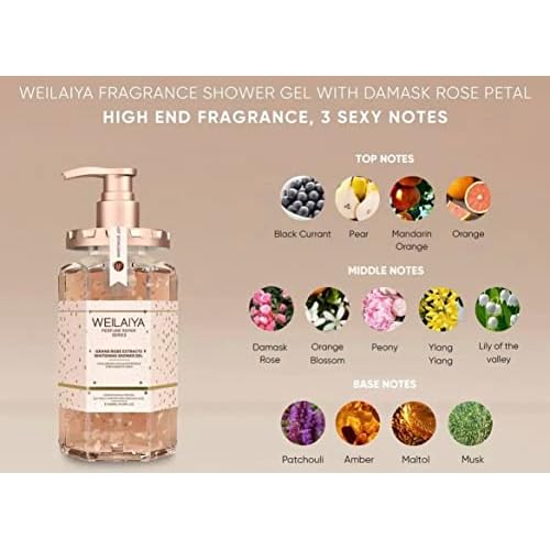 Weilaiya Damask Grand Rose Extract Shower Gel ? 450mL / 15.2 fl oz ? Moisturizing Body Wash with Natural Rose Essence ? Gentle, Hydrating, Aromatherapy Cleanser for All Skin Types