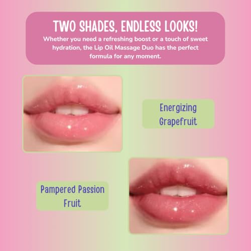RUDE Cosmetics Tinted Lip Oil for Women, Hydrating Lip Gloss Oil Set, Lightweight & Nourishing, Moisturizing Care with a Glossy Finish, Ideal for On-the-Go Care, Passion Fruit & Grapefruit
