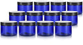 12 Pack 6oz Cobalt Blue PET Plastic Jars with Black Lid - Storage Containers