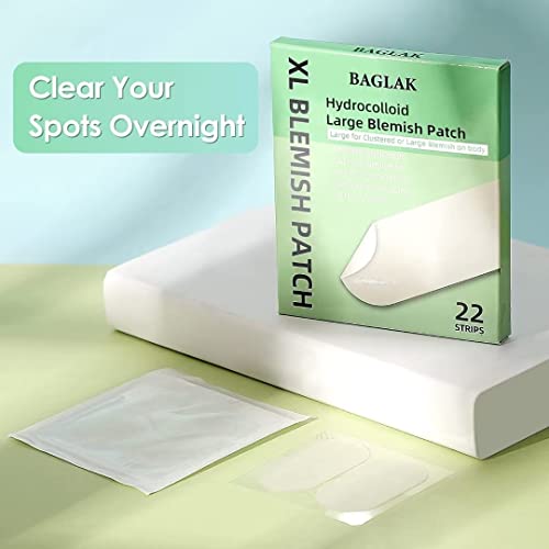 Large Blemish Patches - 22 XL Size Hydrocolloid Strips, Zit Stickers for Face Absorbing Cover - Facial Skin Care